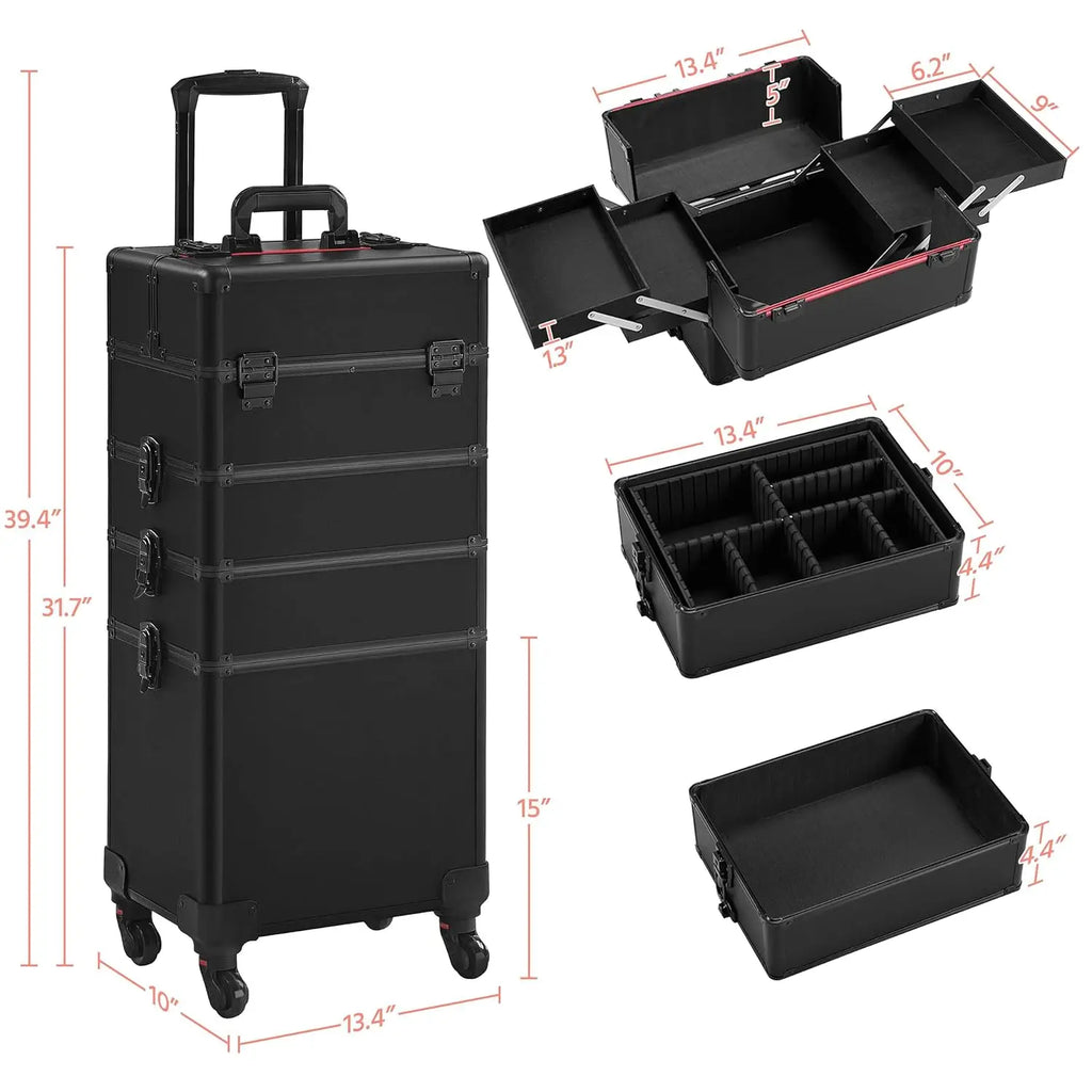 Professional 4-in-1 Rolling Makeup Case