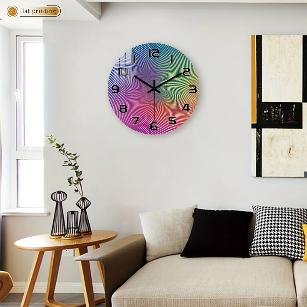 Vibrant Abstract Spiral Pattern Wall Clock, Silent Quartz Movement, Modern Home Office Decorative Timepiece with Bold Numbers