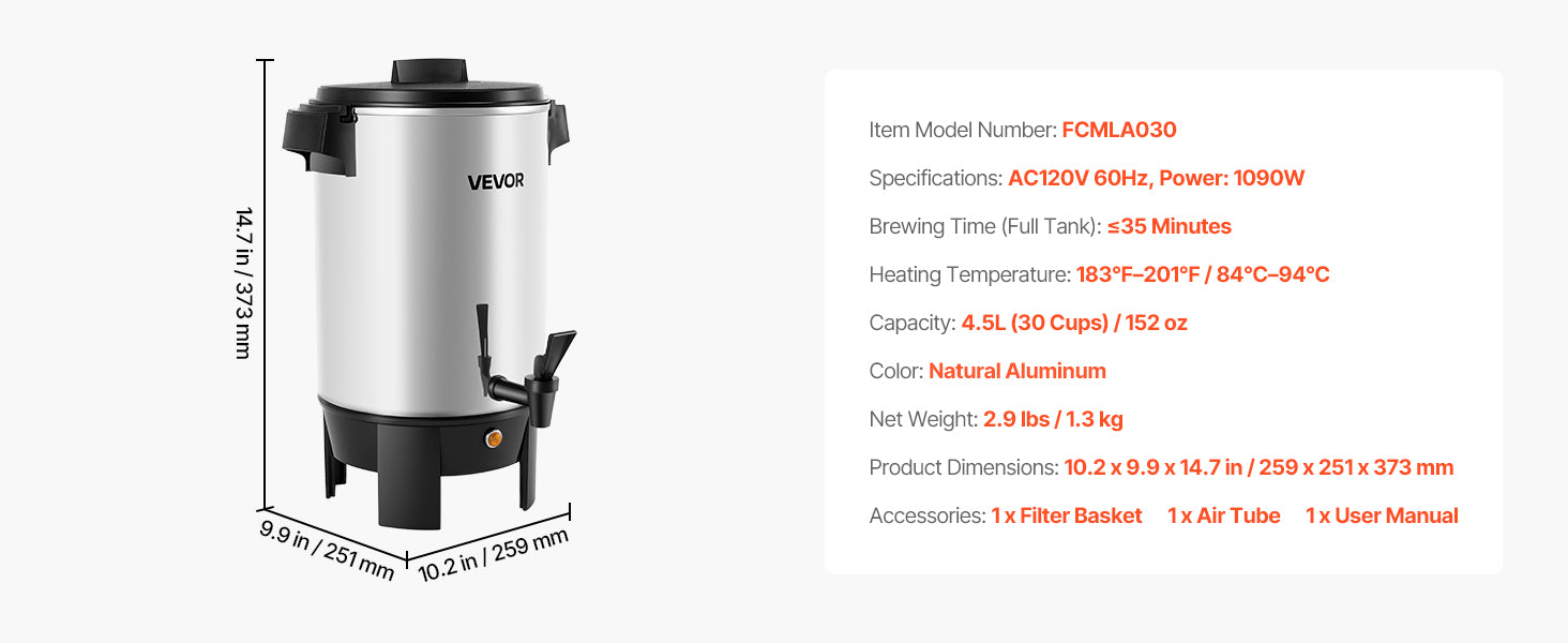 SucceBuy Commercial Coffee Urn Hot Beverage Dispenser with Dripless Faucet Quick-Brewing Coffee Maker for Catering, Party