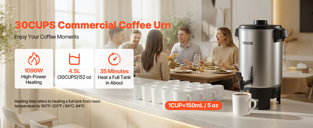 SucceBuy Commercial Coffee Urn Hot Beverage Dispenser with Dripless Faucet Quick-Brewing Coffee Maker for Catering, Party