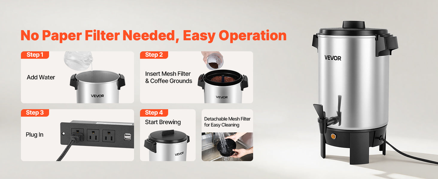 SucceBuy Commercial Coffee Urn Hot Beverage Dispenser with Dripless Faucet Quick-Brewing Coffee Maker for Catering, Party